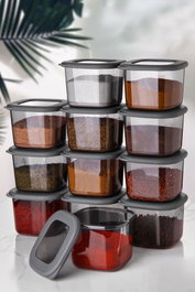 Hermia Juego de 12 cajas de almacenaje Antracita 500 ml